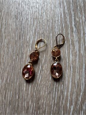 Joan Rivers dangle earrings with pink bezel set rhinestones